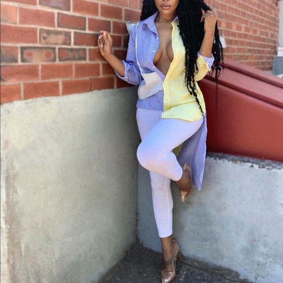 Beautiful and unique striped asymmetric shirt